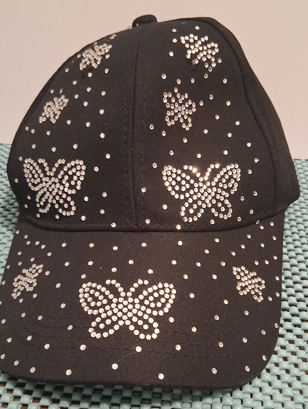 QJ NEW YORK Embellished Butterfly Baseball Cap in Black Like New
